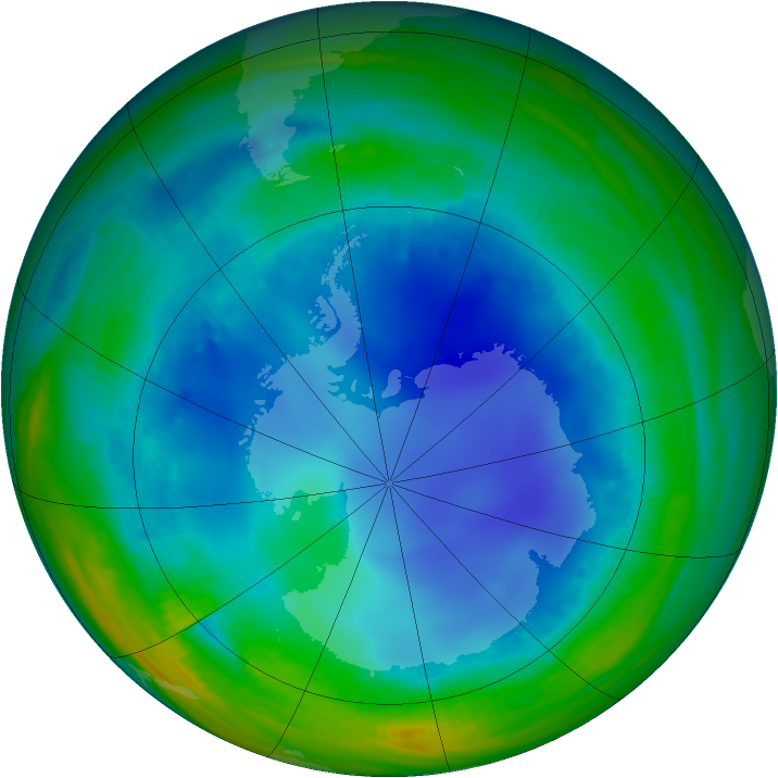 Antarctic ozone map for 28 July 2000